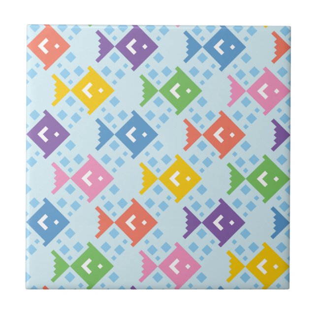Colourful Ocean Fish Pattern Tile (Front)
