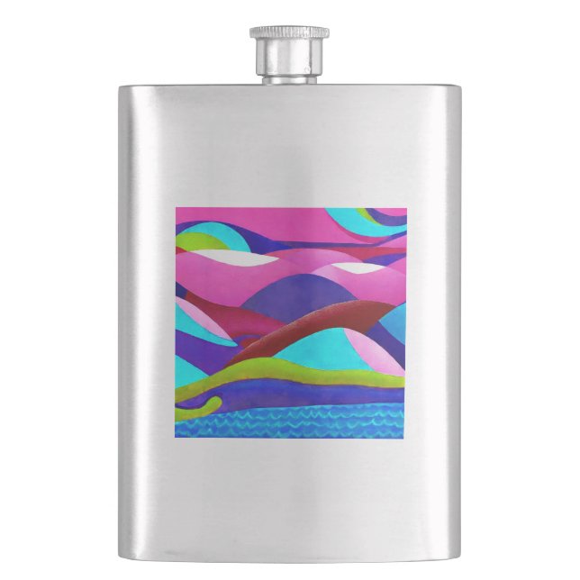 Colourful Ocean Hills Hip Flask (Front)