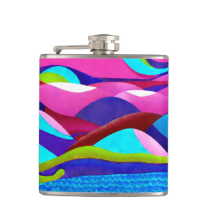 Colourful Ocean Hills Hip Flask