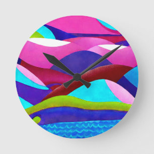 Colourful Ocean Hills Round Clock