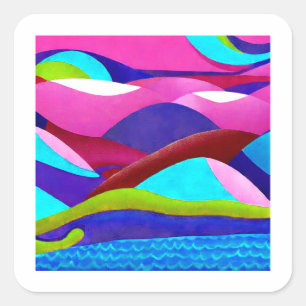 Colourful Ocean Hills Square Sticker
