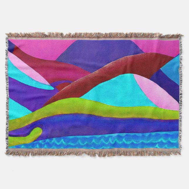 Colourful Ocean Hills Throw Blanket (Front)