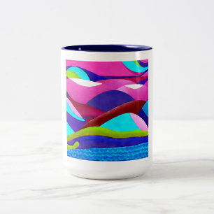 Colourful Ocean Hills Two-Tone Coffee Mug