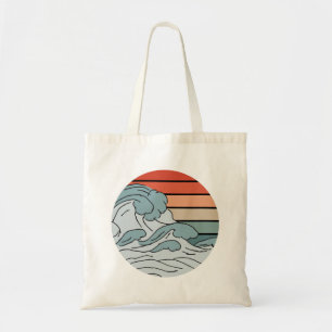 Colourful Ocean Ocean Waves Aesthetic With Beach W Tote Bag