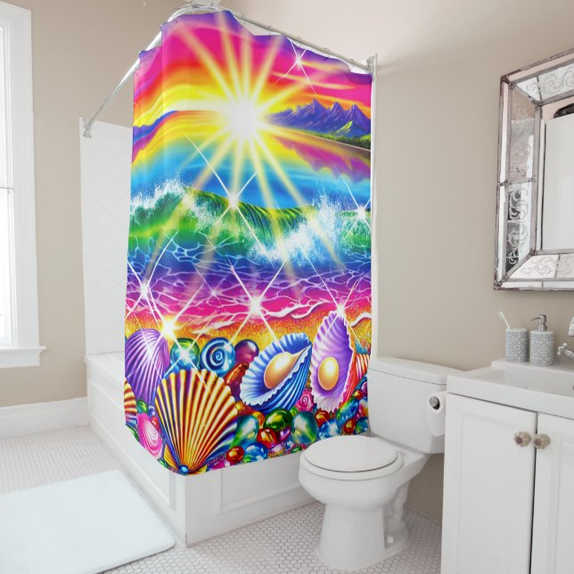 Colourful Ocean Scene Shower Curtain (In Situ)