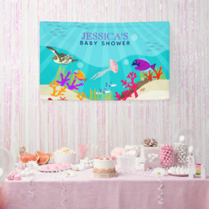 Colourful Ocean Sea Animals Baby Shower Banner