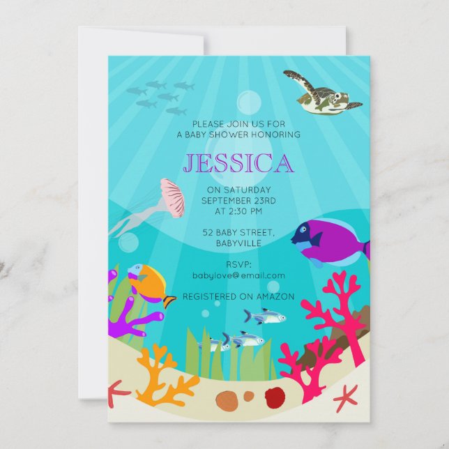 Colourful Ocean Sea Animals Baby Shower Invitation (Front)