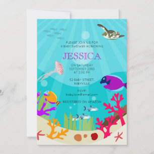 Colourful Ocean Sea Animals Baby Shower Invitation