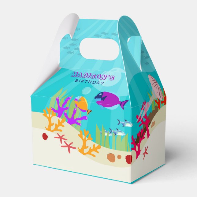 Colourful Ocean Sea Animals Kids Birthday Favour Box (Front Side)