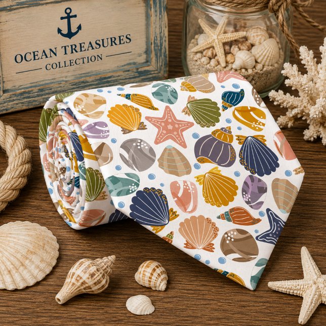 Colourful Ocean Sea Animals Pattern  Tie (Creator Uploaded)