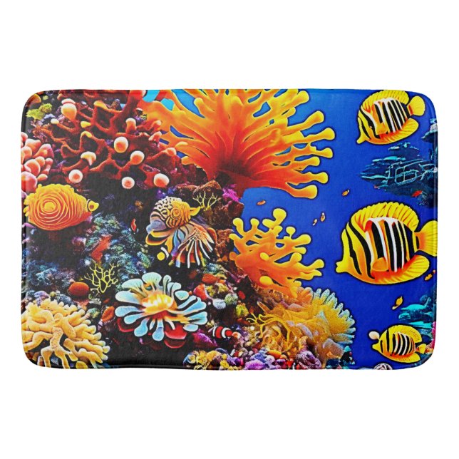 Colourful Ocean Underwater Life Bath Mat (Front)
