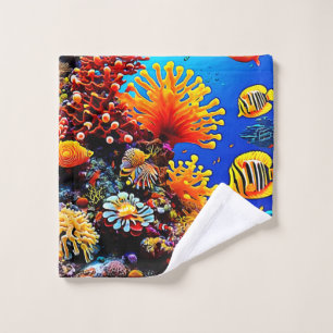 Colourful Ocean Underwater Life Bath Towel Set