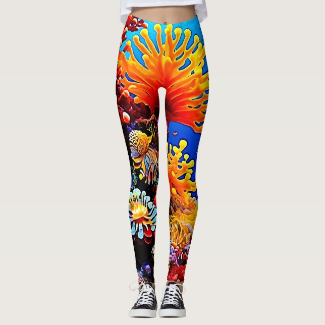 Colourful Ocean Underwater Life Leggings (Front)