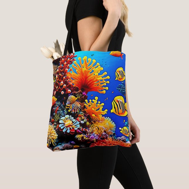 Colourful Ocean Underwater Life Tote Bag (Close Up)