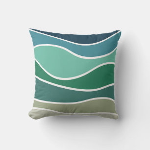 Colourful ocean waves cushion