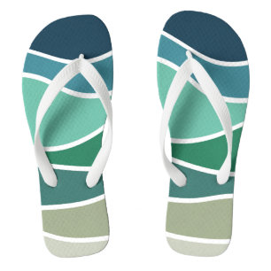 Colourful ocean waves flip flops
