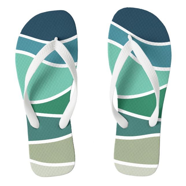 Colourful ocean waves flip flops (Footbed)