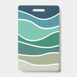 Colourful ocean waves ID badge