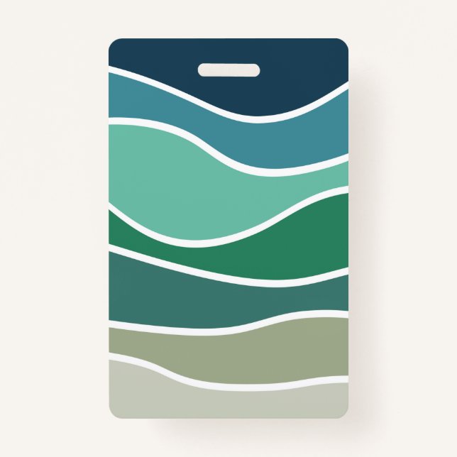 Colourful ocean waves ID badge (Front)