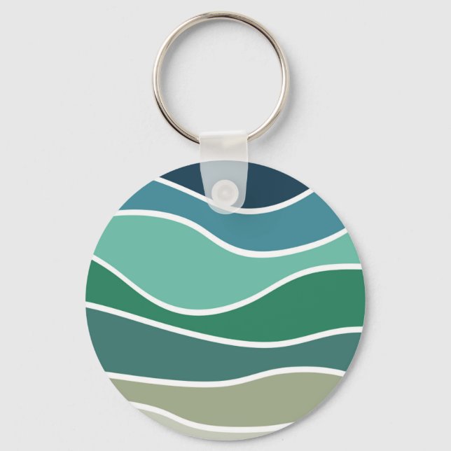 Colourful ocean waves key ring (Front)