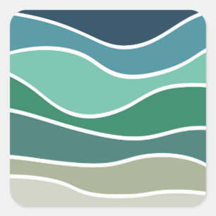 Colourful ocean waves square sticker