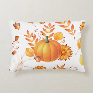 Colourful October Pumpkins Autumn Pattern Decorative Cushion