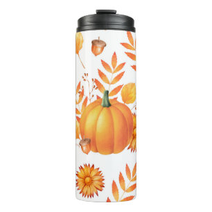 Colourful October Pumpkins Autumn Pattern Thermal Tumbler
