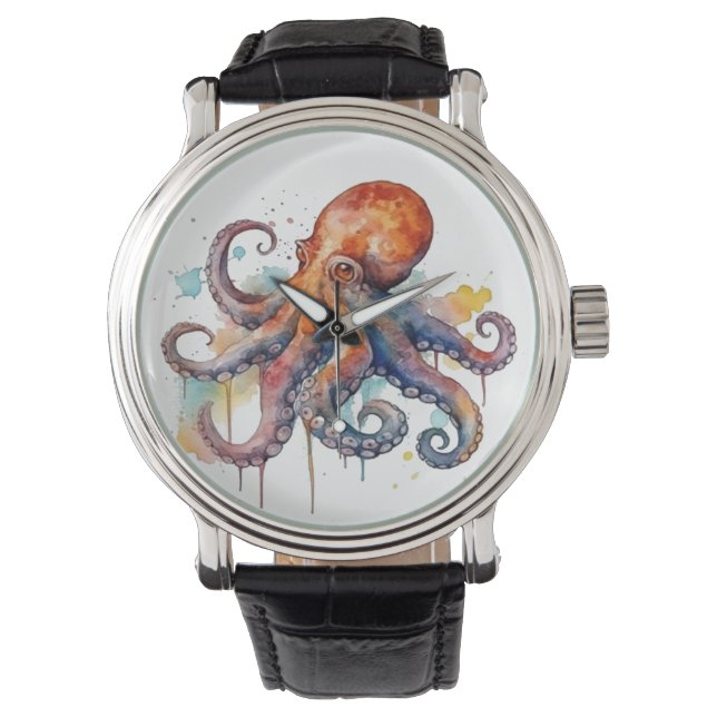 colourful octopus in watercolor   watch (Front)