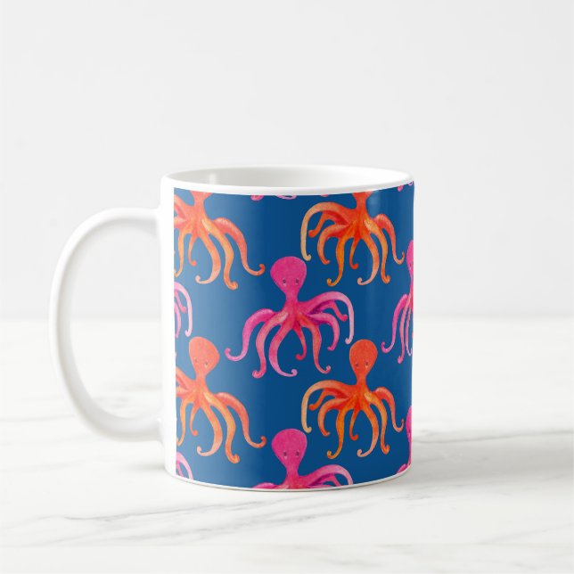 Colourful octopus seamless pattern coffee mug (Left)