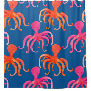 Colourful octopus seamless pattern shower curtain