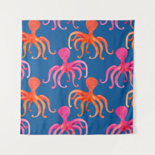 Colourful octopus seamless pattern tapestry