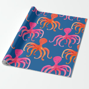 Colourful octopus seamless pattern wrapping paper