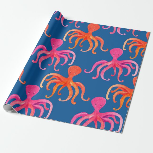 Colourful octopus seamless pattern wrapping paper (Unrolled)