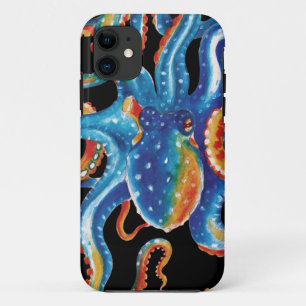 Colourful Octopus Tentacles On Black iPhone 11 Case