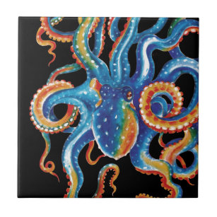 Colourful Octopus Tentacles On Black Tile