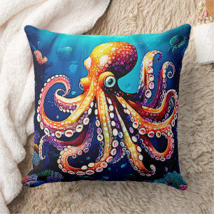 Colourful Octopus View Design Cushion