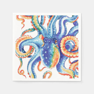 Colourful Octopus Watercolor Art Napkin
