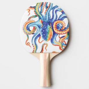 Colourful Octopus Watercolor Art Ping Pong Paddle