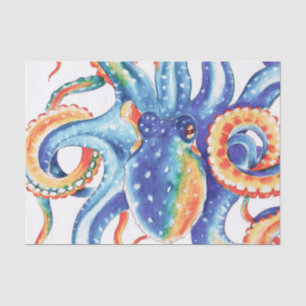 Colourful Octopus Watercolor Art Tissue Paper