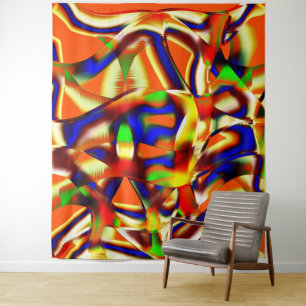 Colourful of majestic colours, orange and blue fig tapestry