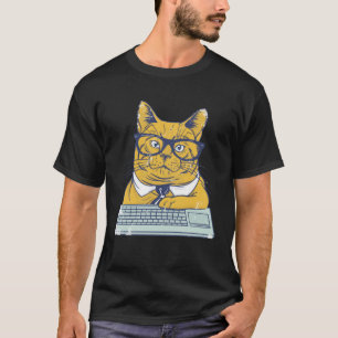 colourful office cat with glasses for men women ch T-Shirt