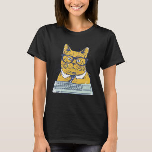 colourful office cat with glasses for men women ch T-Shirt