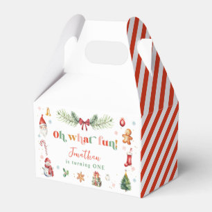 Colourful Oh What Fun 1st Christmas Birthday Party Favour Box