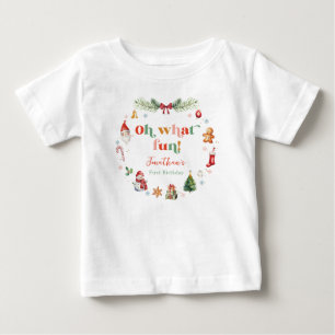Colourful Oh What Fun First Christmas Birthday Baby T-Shirt