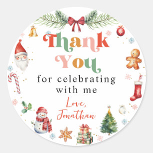 Colourful Oh What Fun First Christmas Birthday Classic Round Sticker