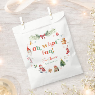 Colourful Oh What Fun First Christmas Birthday Favour Bags