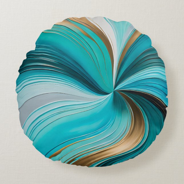 Colourful Oil Paint Art Round Throw Pillow (Front)