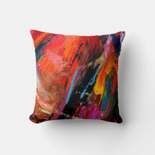 Colourful oil paint brush stroke abstract backgrou cushion