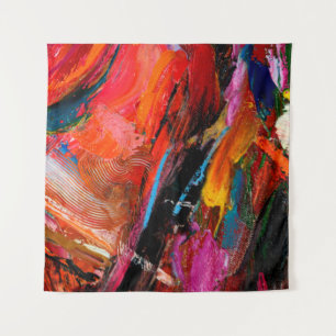 Colourful oil paint brush stroke abstract backgrou tapestry