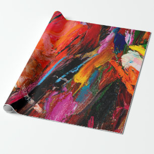 Colourful oil paint brush stroke abstract backgrou wrapping paper